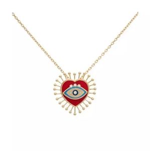 Red Heart Burst Evil Eye Necklace